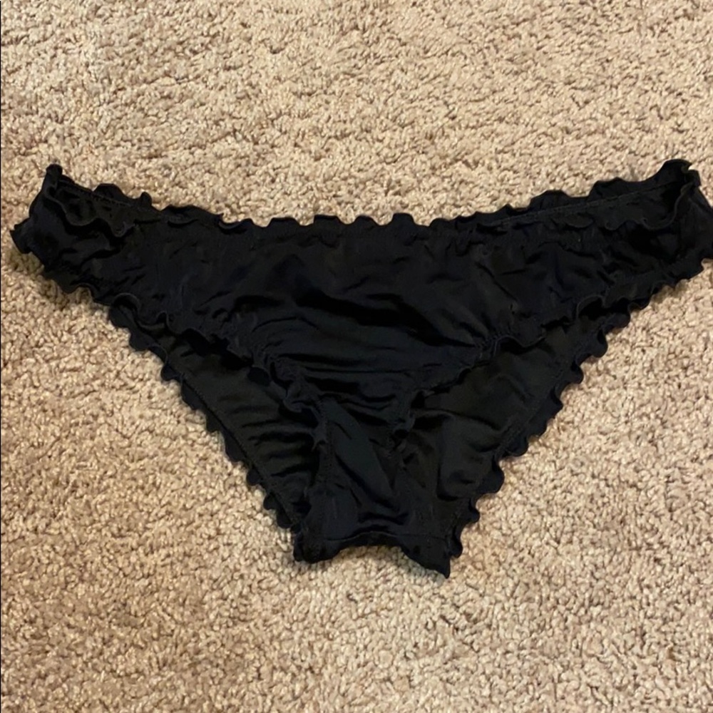 Shade & Shore Black Ruffled Bikini Bottom